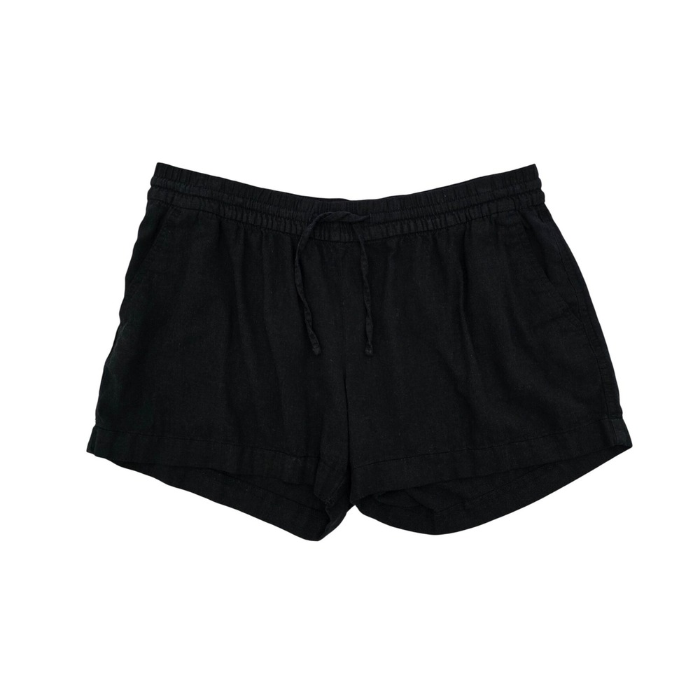 Old Navy Women's Linen Blend Pull On Elastic Waist Shorts Black Large